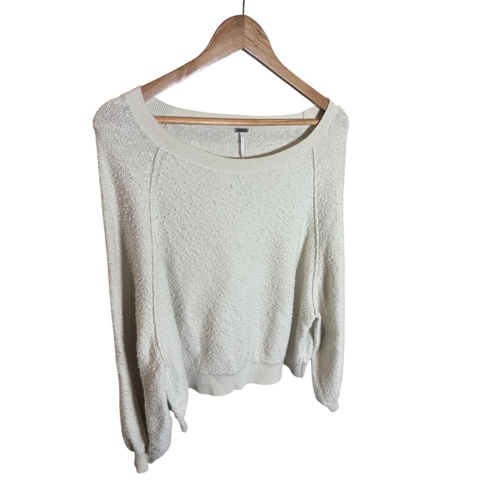 Free People Cozy Found My Friend Pullover Cream Relaxed Fit Medium - Picture 4 of 7